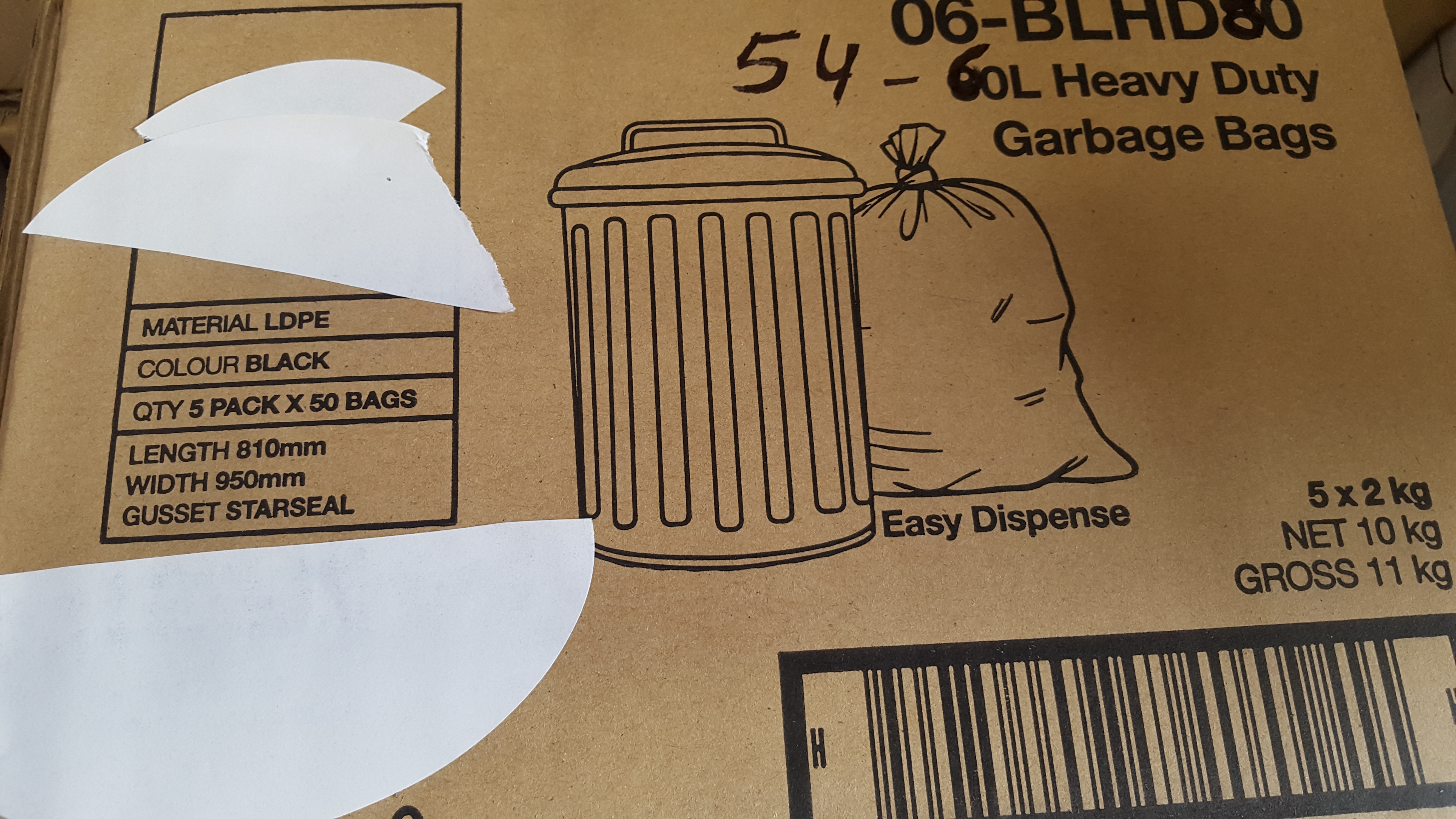 GARBAGE BAGS 54/60 LITRE BLACK/600PC GARBAGE BAGS 54/60 LITRE BLACK/600PC